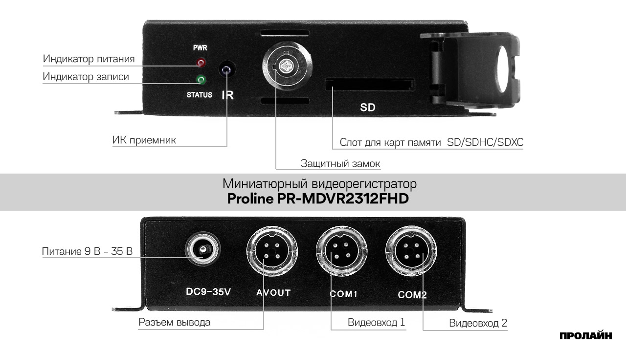 Миниатюрный видеорегистратор Proline PR-MDVR2312FHD