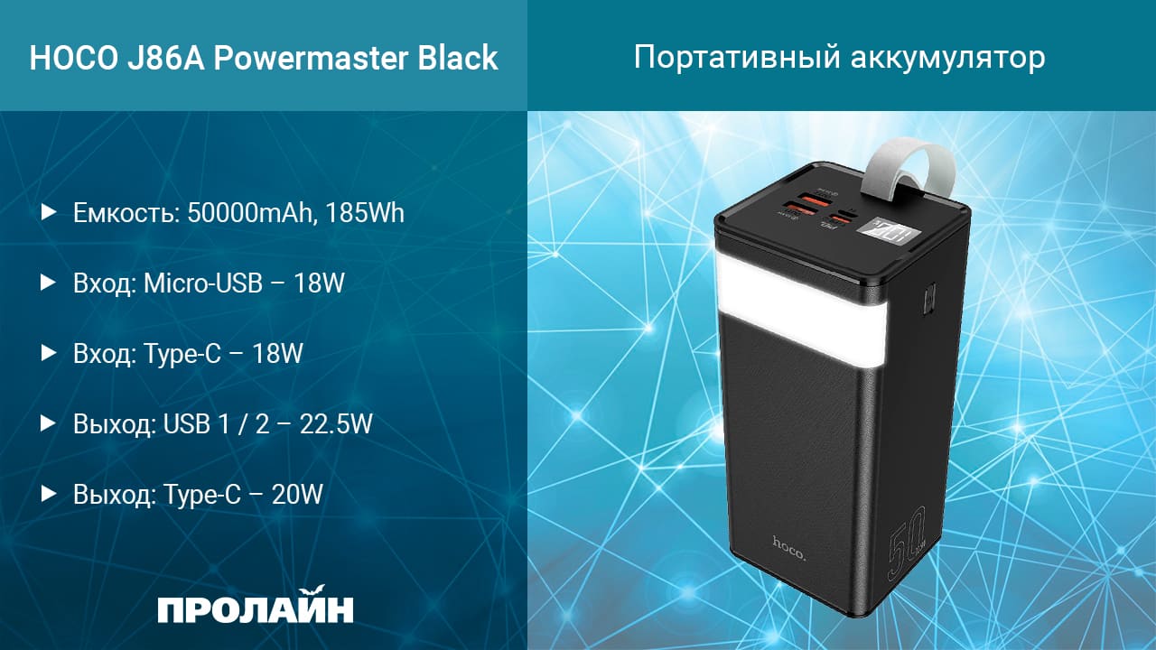 Power bank J86A Powermaster 22.5W 50000mAh - HOCO