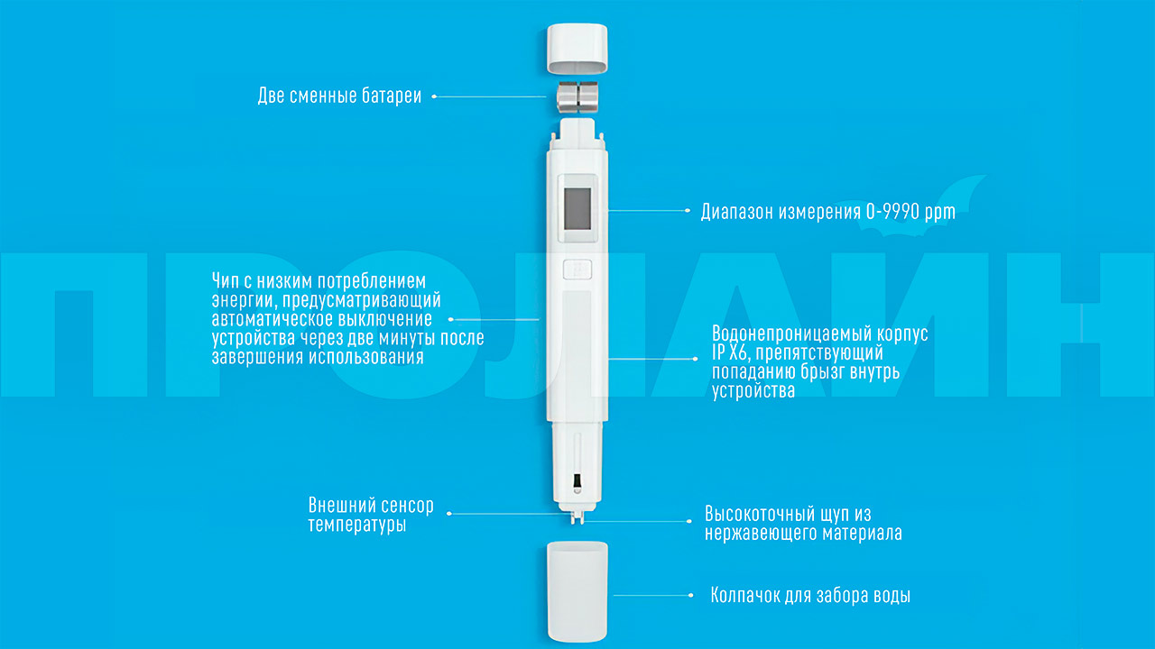 Тестер для воды Xiaomi Mi TDS Pen PEA4000CN белый
