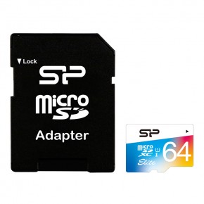 64Gb microSDXC UHS-I Silicon Power (цветная) с адаптером