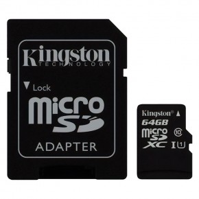 Kingston microSD 64Gb HC-I1 C10 с адаптером